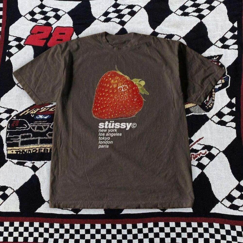 Brown StSsy Strawberry Tee